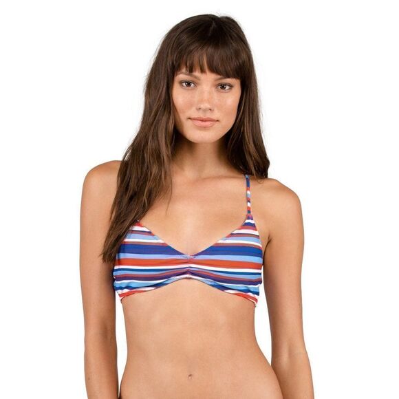 VOLCOM PRIDE RED/WHITE/BLUE REVERSIBLE V NECK BIKINI TOP SIZE SMALL NWT - Picture 2 of 14